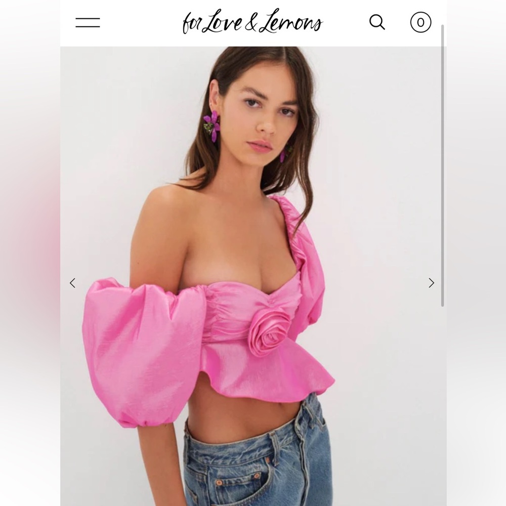 For love and lemons pink puffy top, size m, slightly used great condition
